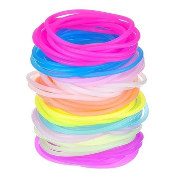 Multicolor Silicone Jelly Bracelets Hair Ties for Girls Women, 100 Pieces - Picture 7 of 7